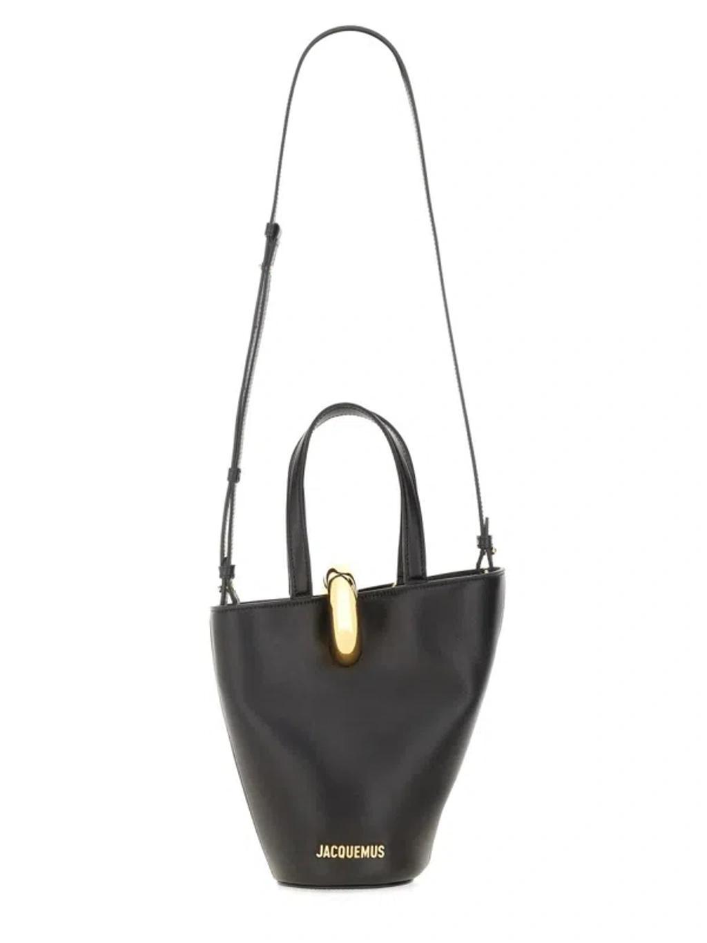 JACQUEMUS Le Petit Bambola Leather Bucket Bag In Black Product Image