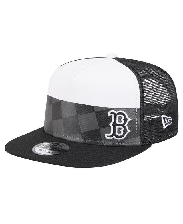 Mens New Era Boston Red Sox Checkmate Trucker 9FIFTY Snapback Hat Product Image