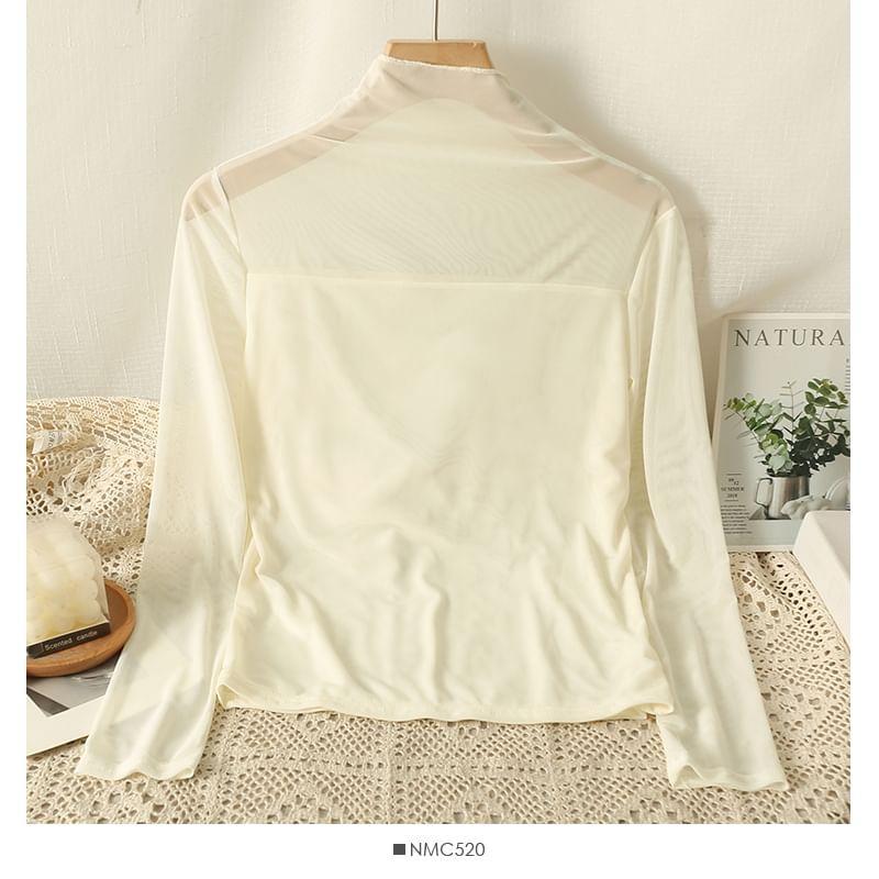 Two-Tone Mock-Neck Top in 5 Colors Product Image