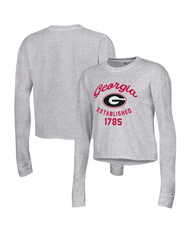 Womens Champion Gray Georgia Bulldogs Boyfriend Cropped Long Sleeve T-shirt Product Image