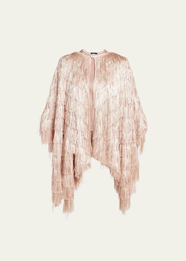 Womens Metallic Threaded Fringe Cape Product Image