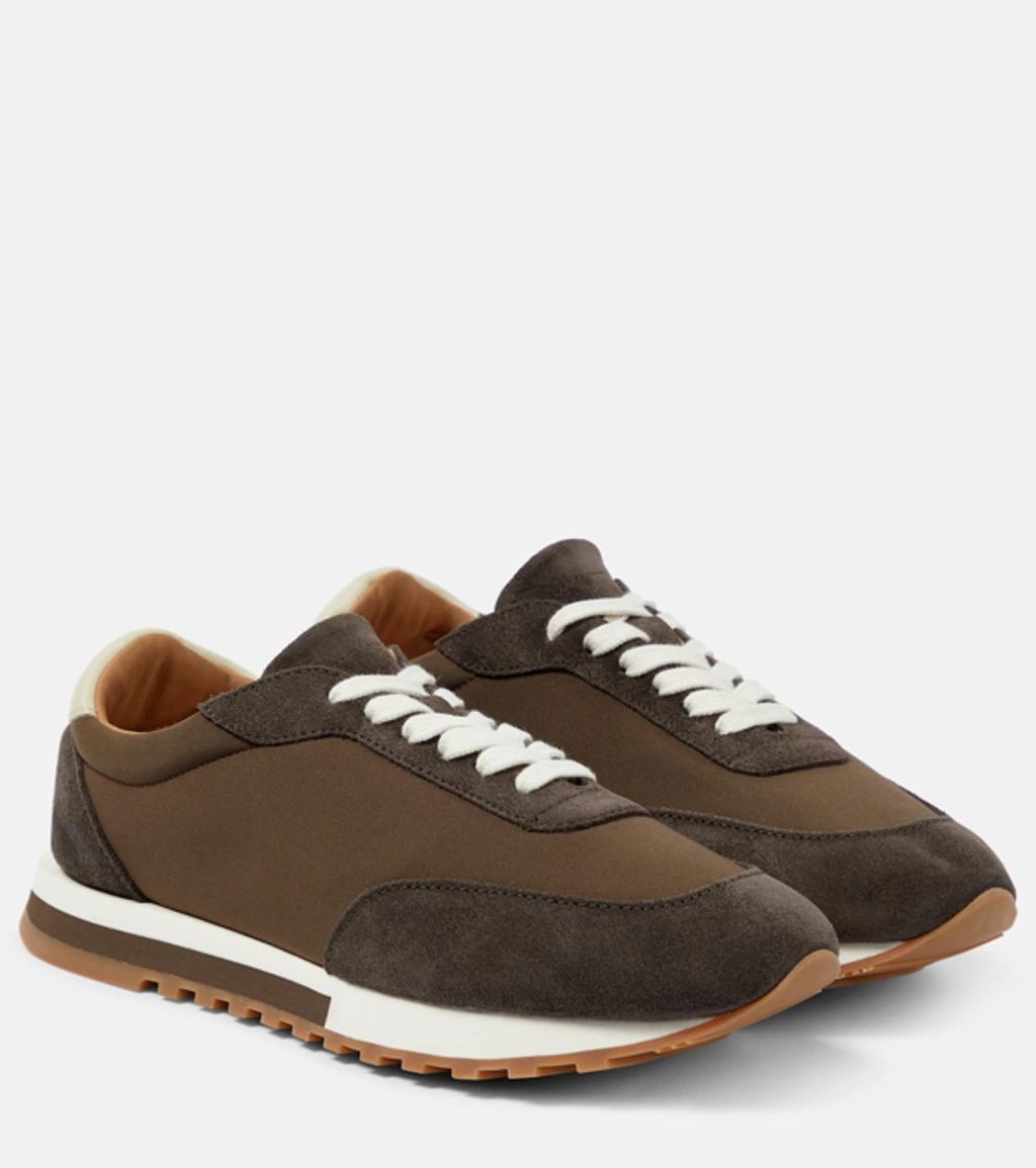 Owen Suede-trimmed Nylon Runner Sneakers In Brown Product Image