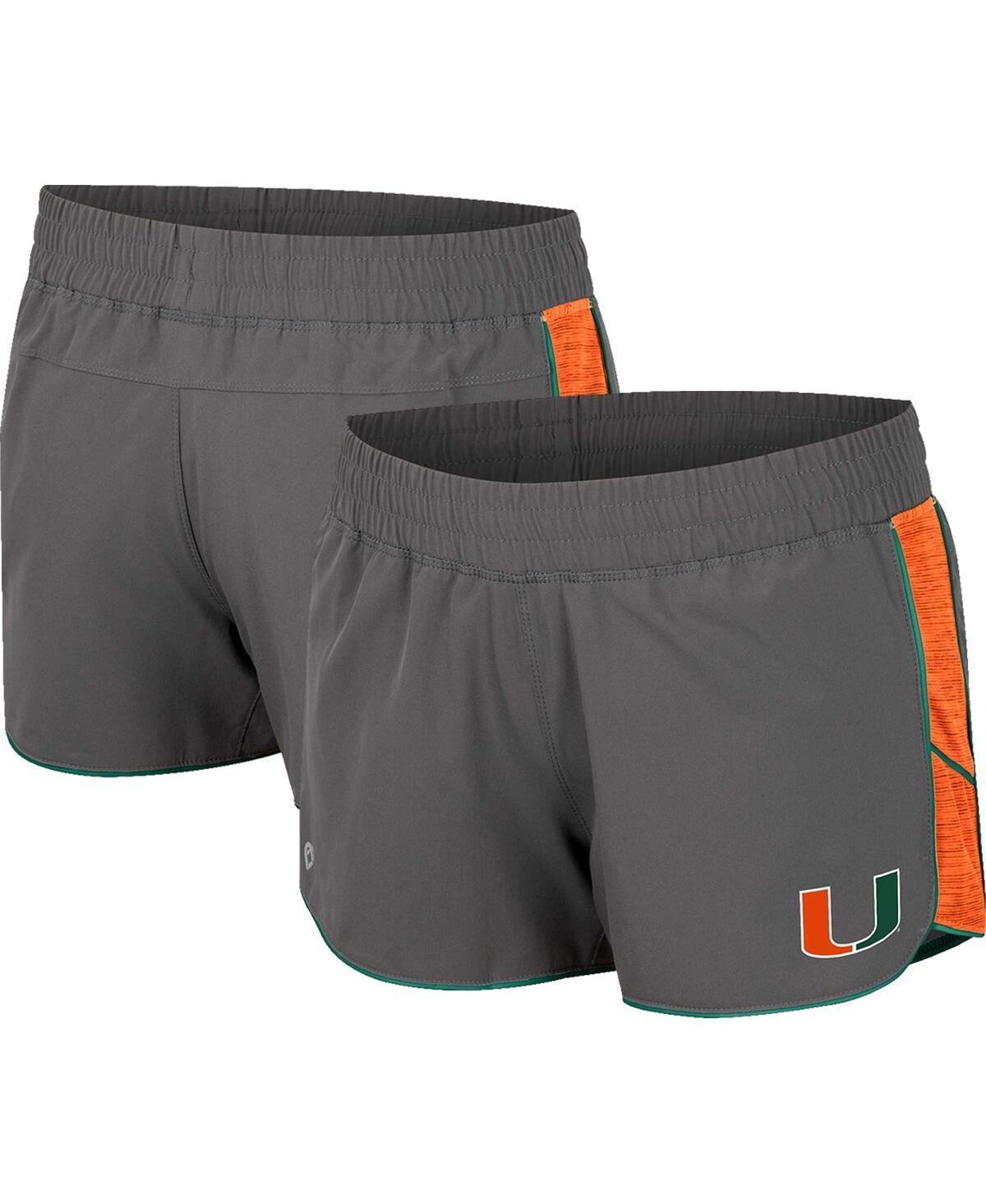 Womens Colosseum Gray Miami Hurricanes Pull The Switch Running Shorts Product Image