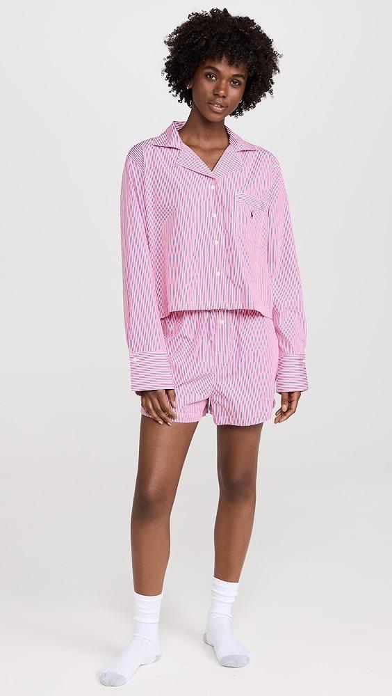 Polo Ralph Lauren Crop Top & Boxer Poplin Pajama Set | Shopbop Product Image