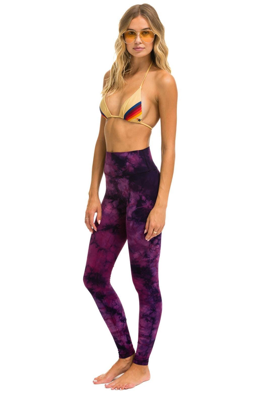 HAND DYED FULL LENGTH HI-RISE LEGGINGS - TIE DYE CRYSTAL ROSE Female Product Image