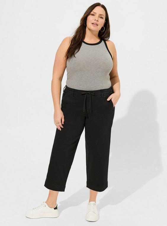 Wide-Leg Pull-On Weekend Wide Stretch Twill Mid Rise Crop Pant Product Image