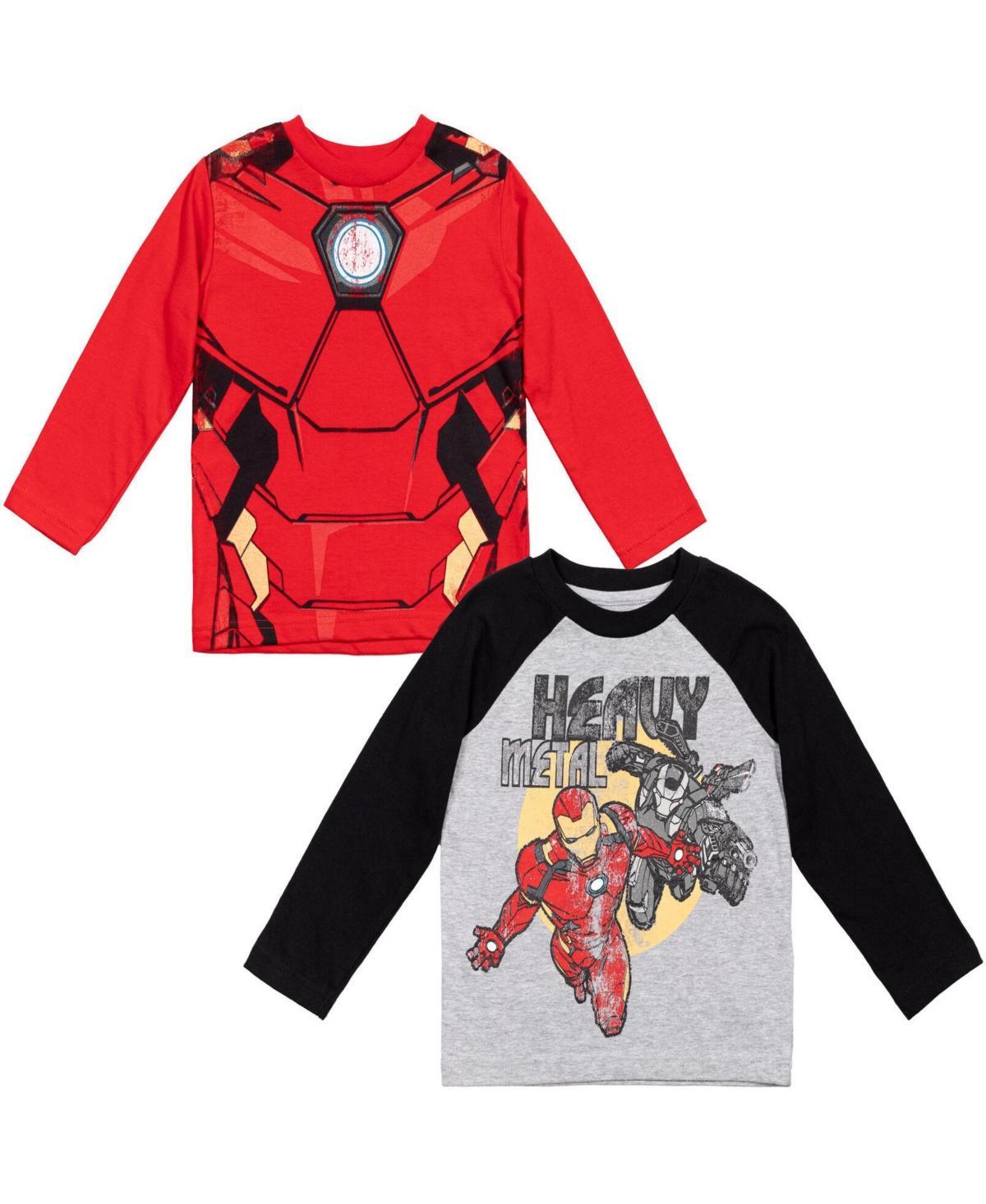 Marvel Toddler Boys Avengers Spider-Man Iron Man Captain America Hulk Black Panther Miles 2 Pack Long Sleeve T-Shirts to Product Image