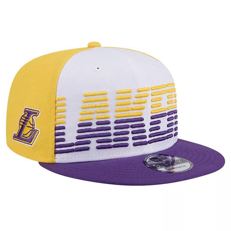 Mens New Era /Purple Los Angeles Lakers Throwback Gradient Tech Font 9FIFTY Snapback Hat Product Image