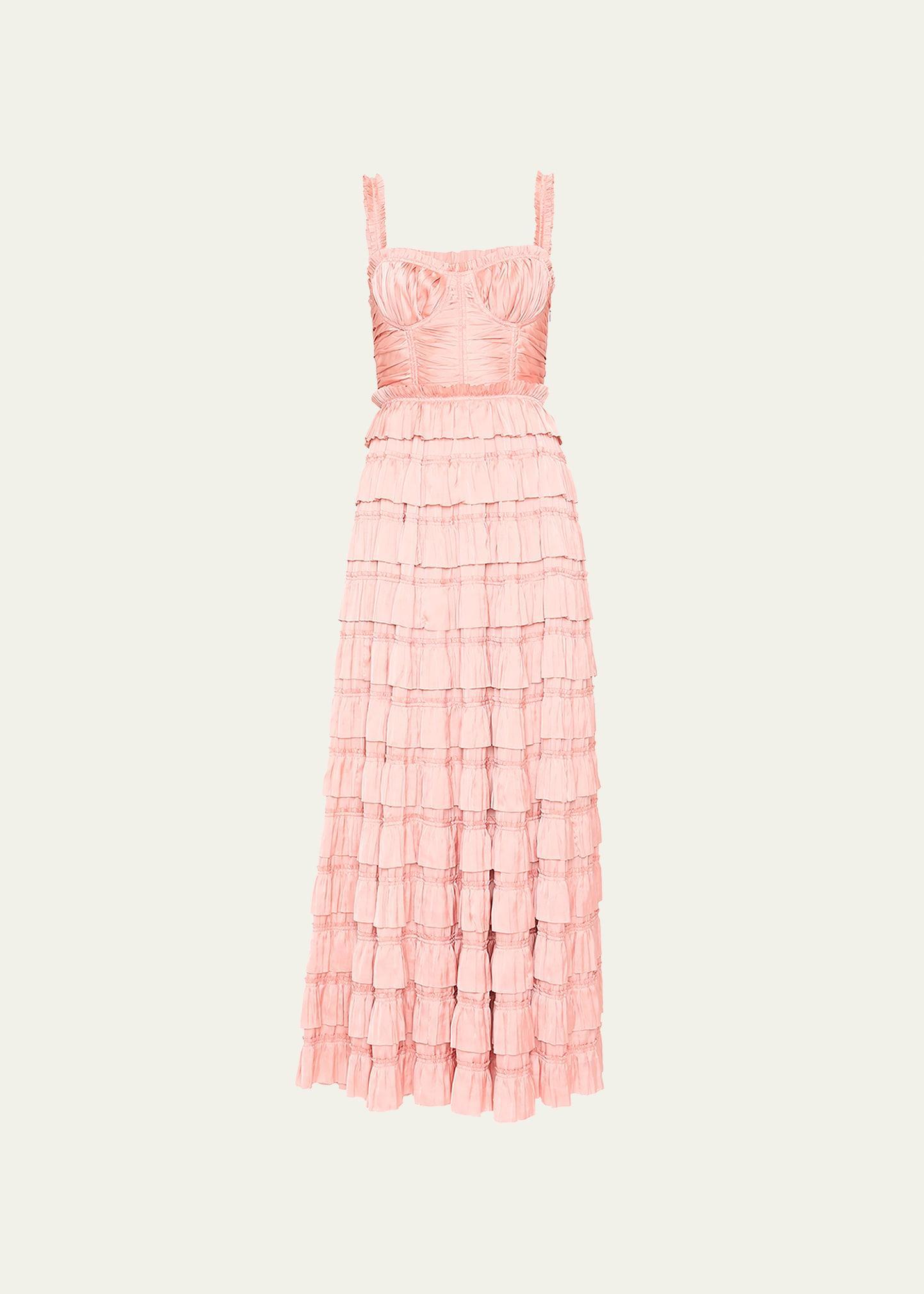 Camille Pleated Tiered Ruffle Gown Product Image