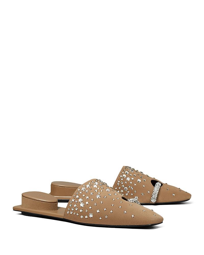 Womens Crystal-Embellished Leather Mules Product Image