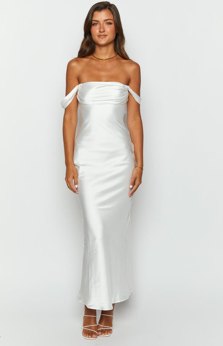 Ella White Off Shoulder Formal Dress Product Image