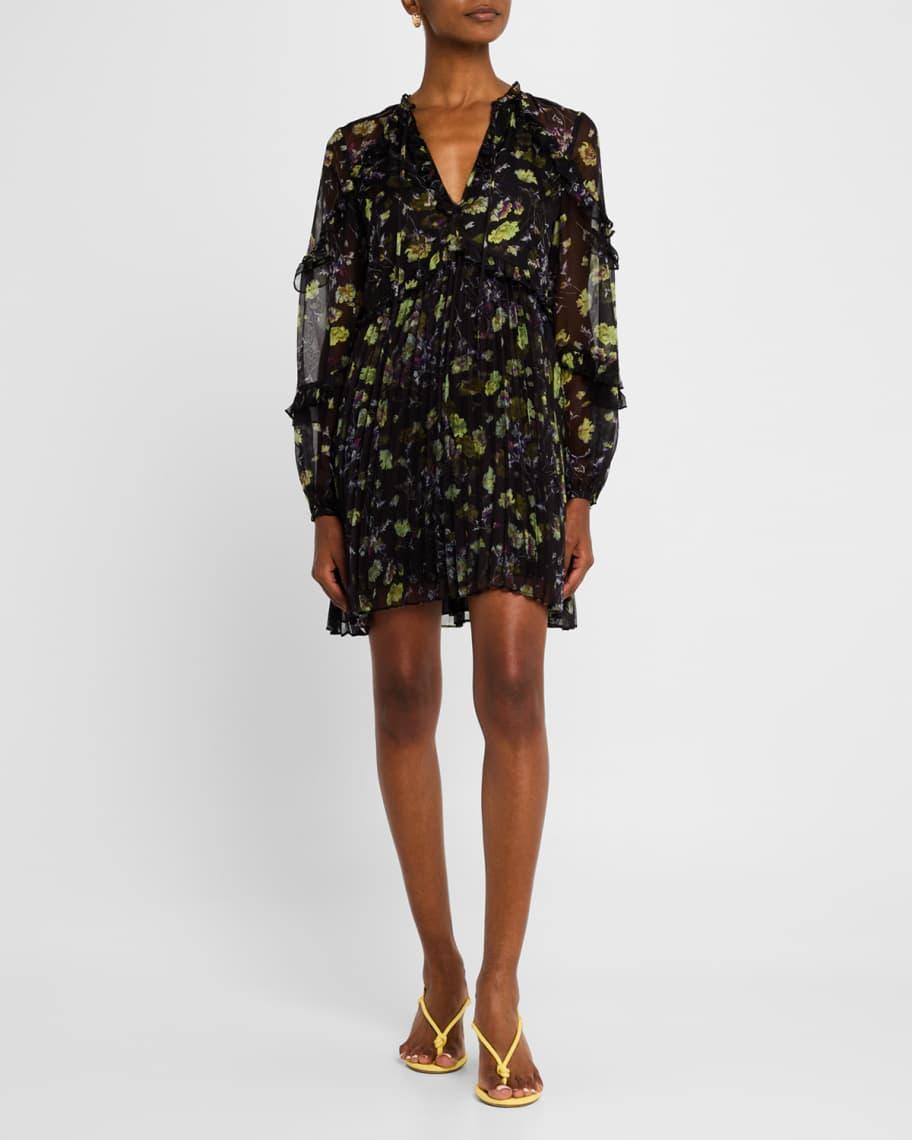 Robin Sheer Floral Long-Sleeve Mini Dress Product Image