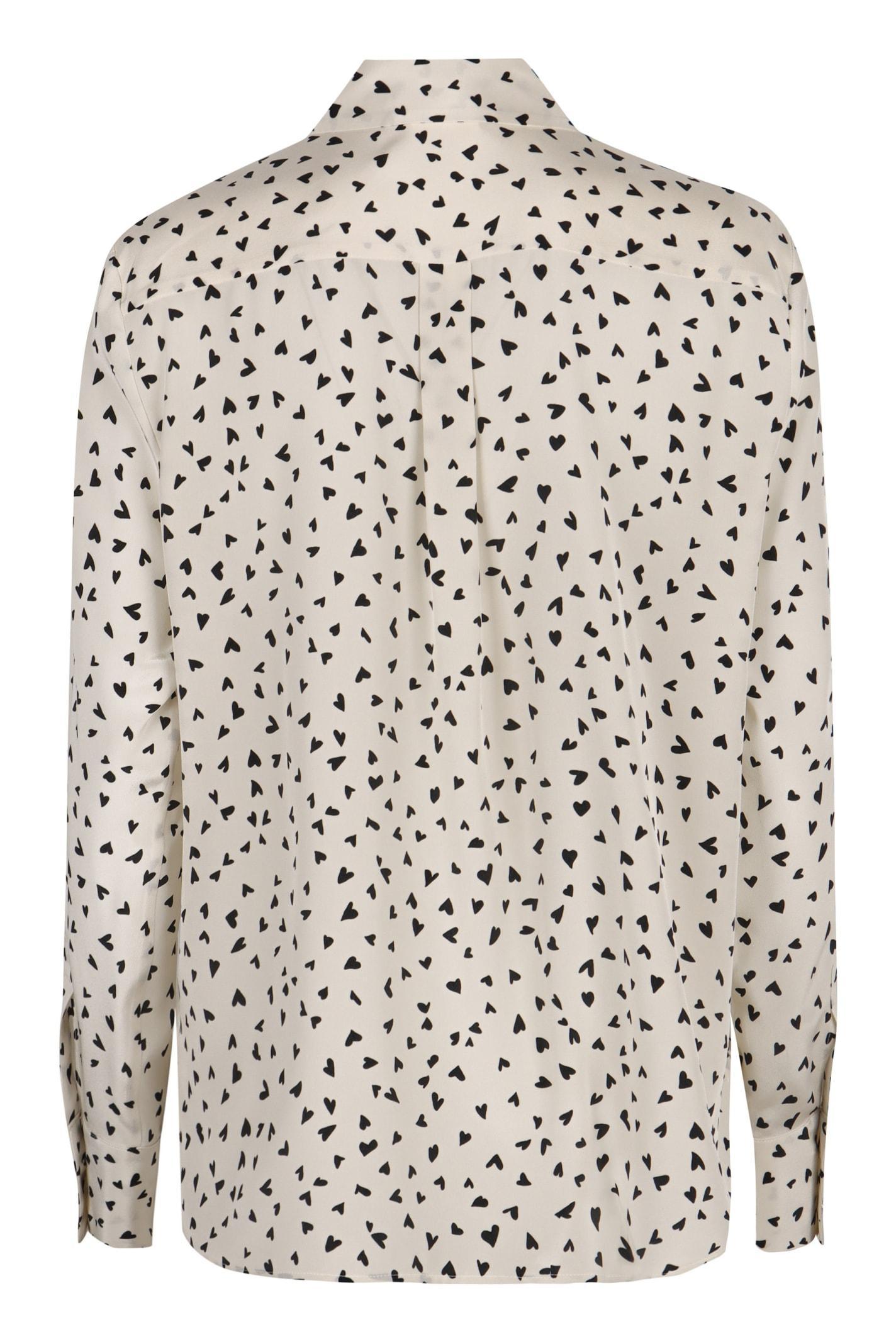 Black Patterned Crepe De Chine Shirt In Crema Product Image