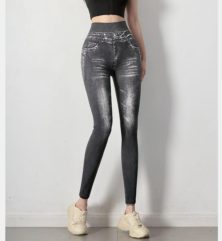 High Waist Washed Jeggings Product Image