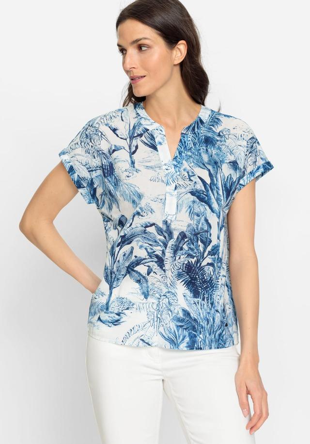 Olsen Womens 100% Cotton Allover Tropic Leaf Blouse Product Image