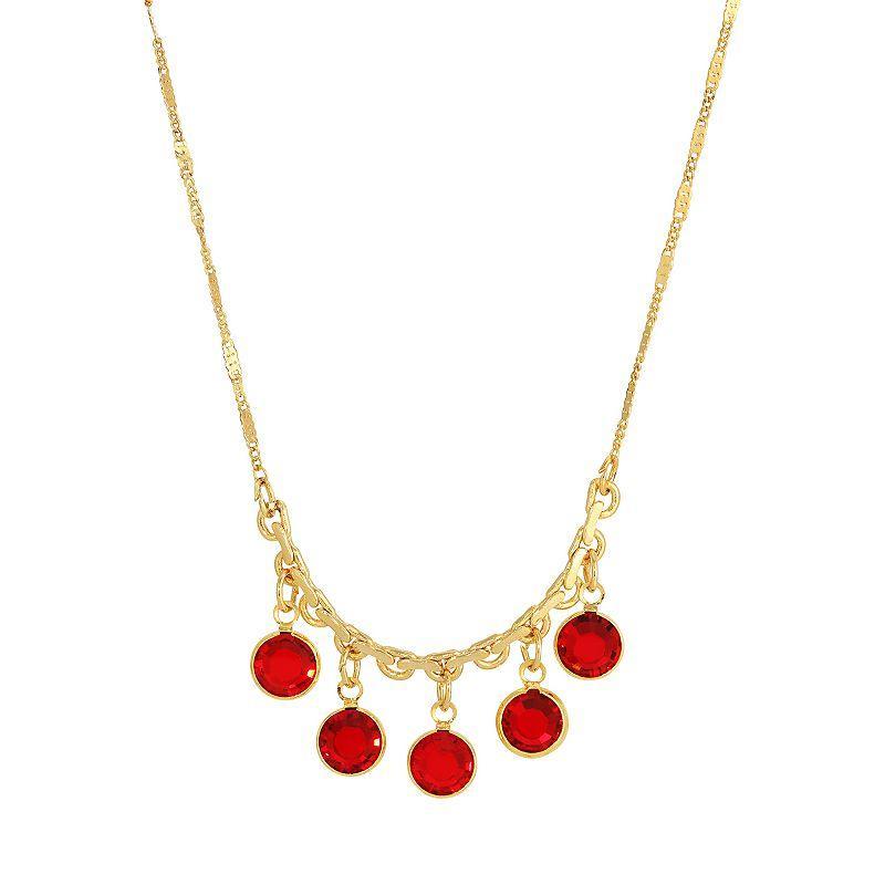 1928 Gold Tone Shaky Bib Necklace, Womens, Red Product Image