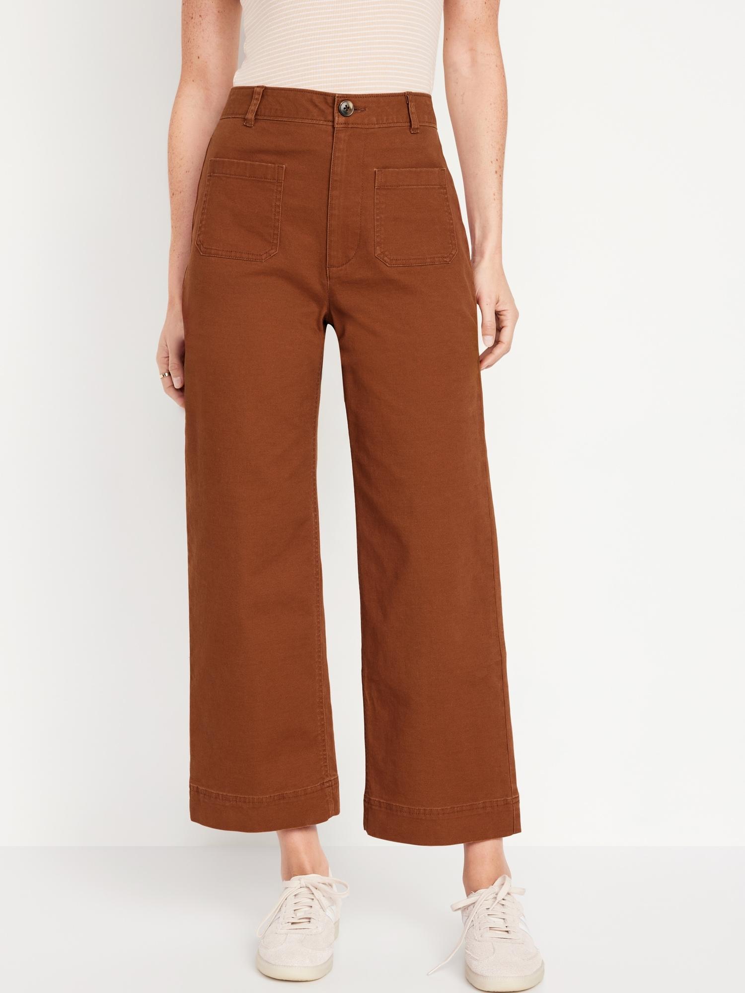 High-Waisted Crop Chino Wide-Leg Pants Product Image