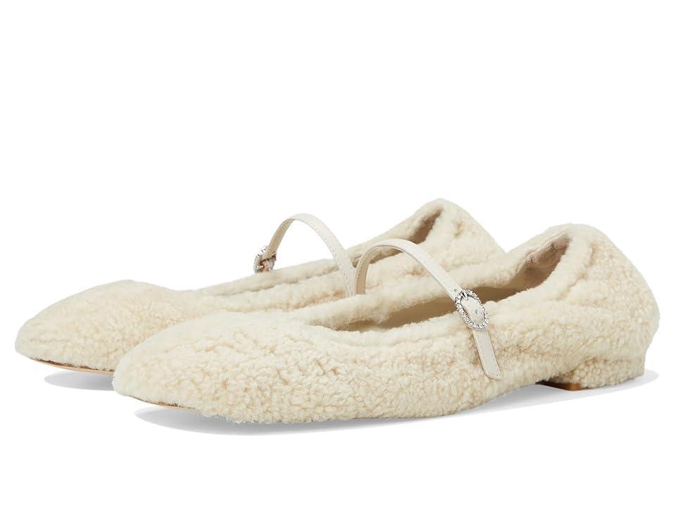 Stuart Weitzman Lennox Shearling Flat (Natural/Oat) Women's Flat Shoes Product Image