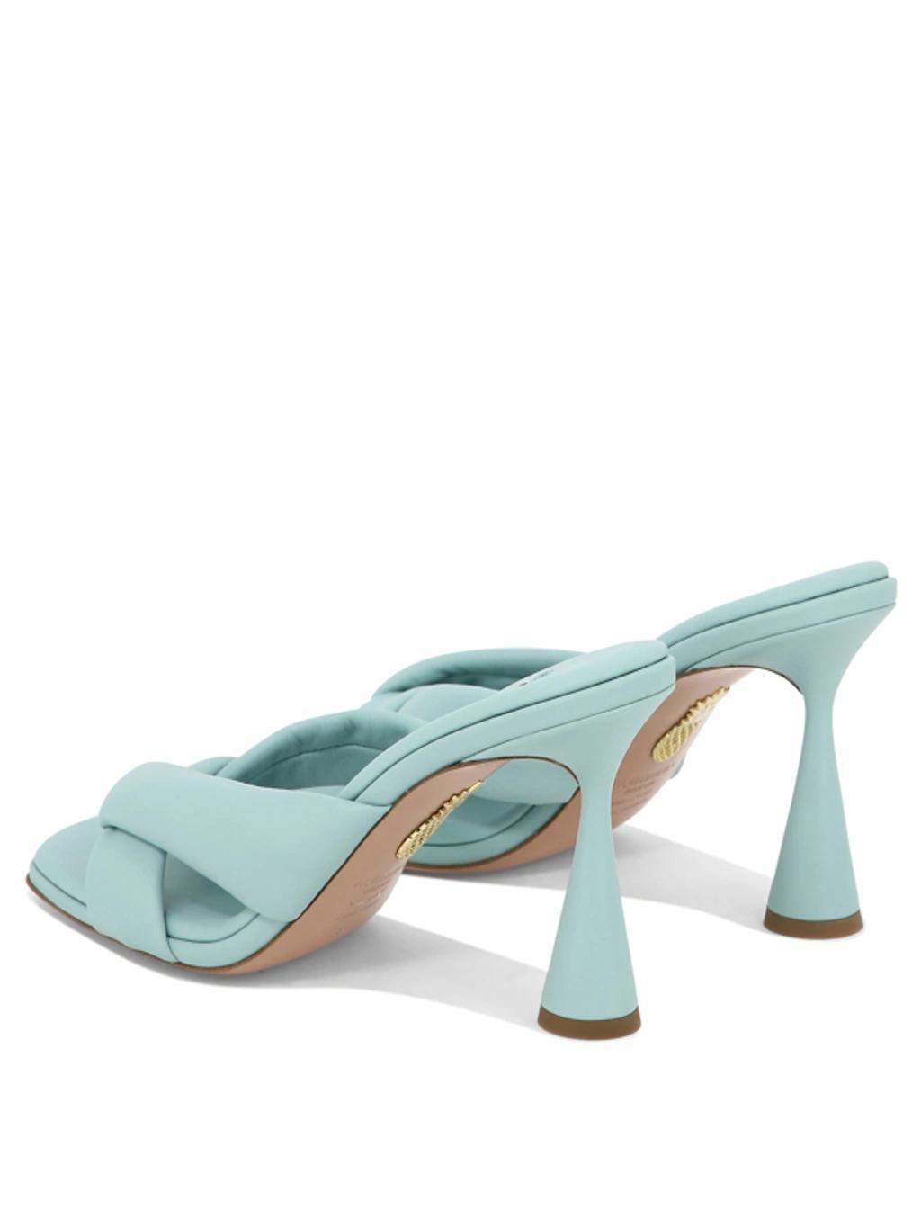 AQUAZZURA Amore 95mm Leather Mules In Green Product Image