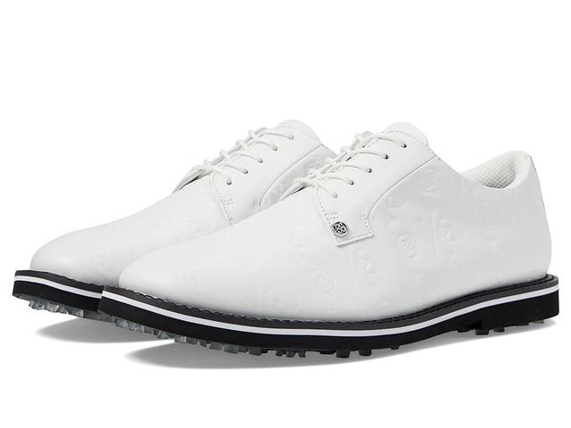 GFORE Men's Gallivanter Debossed Skull Ts Leather Golf Shoes (Snow/Onyx) Men's Shoes Product Image