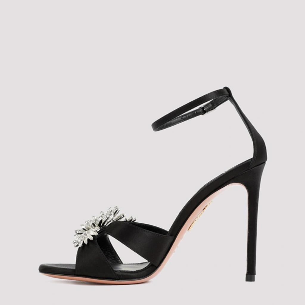 Flower Embellished Sandals In Black Product Image