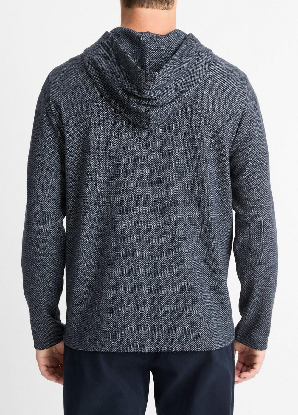 Mens Crosshatch Birdseye Cotton-Blend Hoodie, Coastal/medium Heather Grey, Size M Vince Product Image