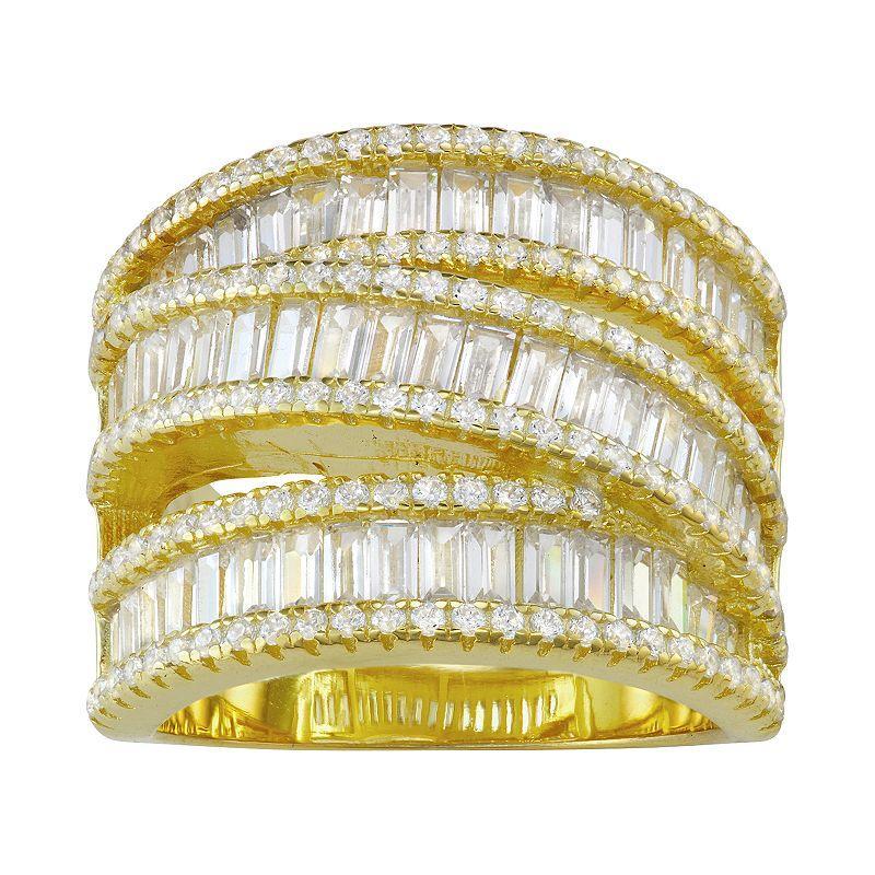 Designs by Gioelli Sterling Silver Cubic Zirconia Triple Row Wrap-Around Ring, Womens 14k Gold Plated Product Image