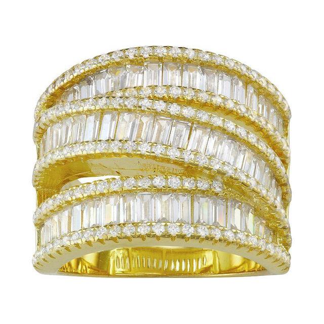 Designs by Gioelli Sterling Silver Cubic Zirconia Triple Row Wrap-Around Ring, Womens 14k Gold Plated Product Image