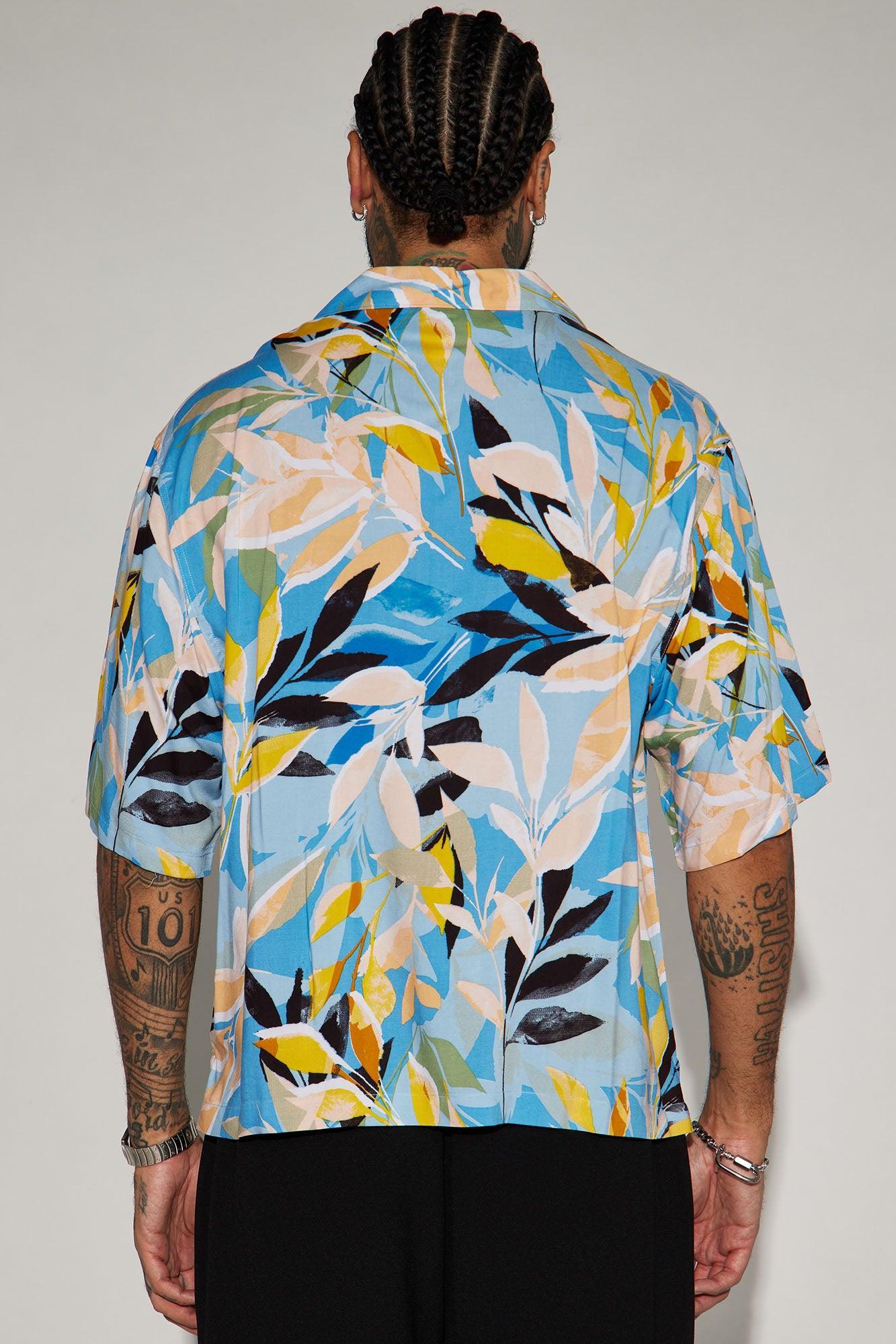 Such A Breeze Button Up Shirt - Blue/combo Product Image