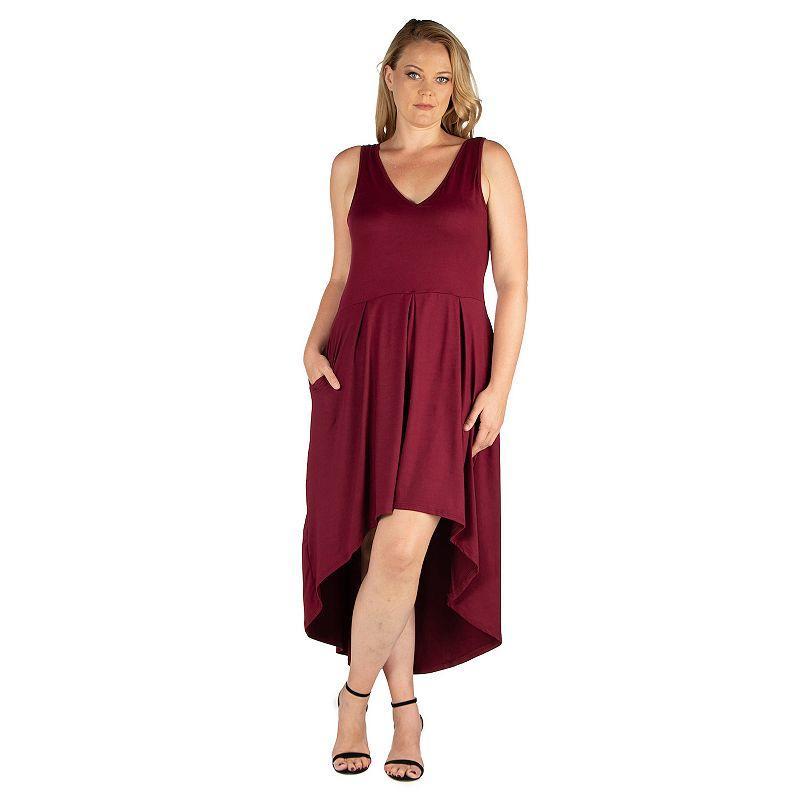 Plus Size 24seven Comfort Apparel High-Low Party Dress with Pockets, Womens Product Image