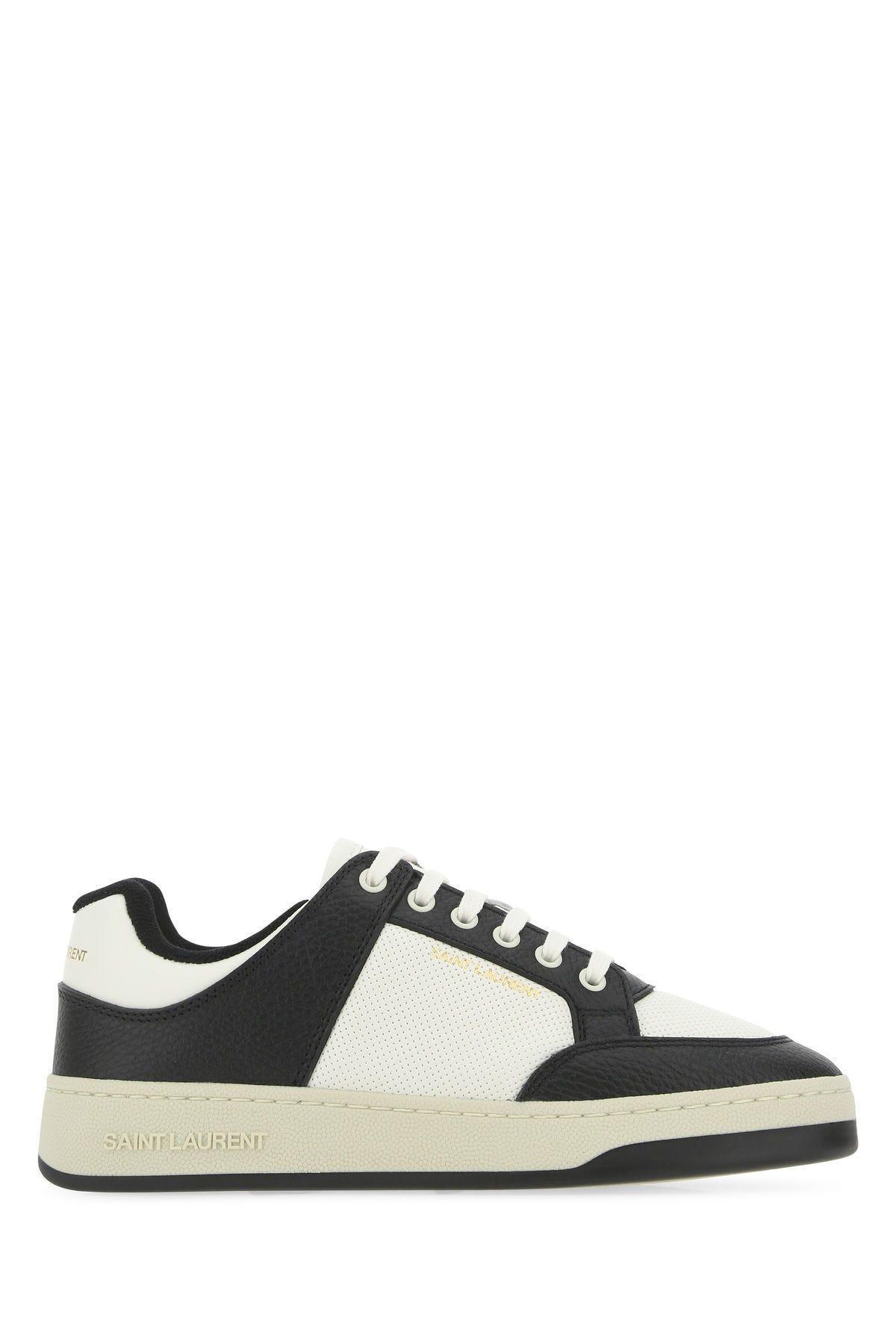 Sl61 Panelled Leather Sneakers In Black And White Product Image