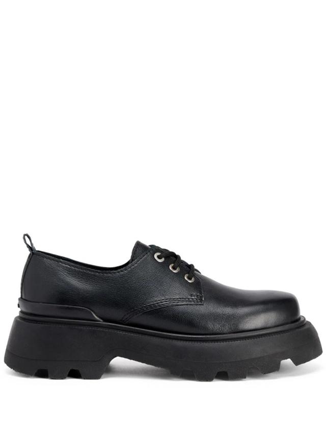 Lace-up Leather Loafers In Black Product Image