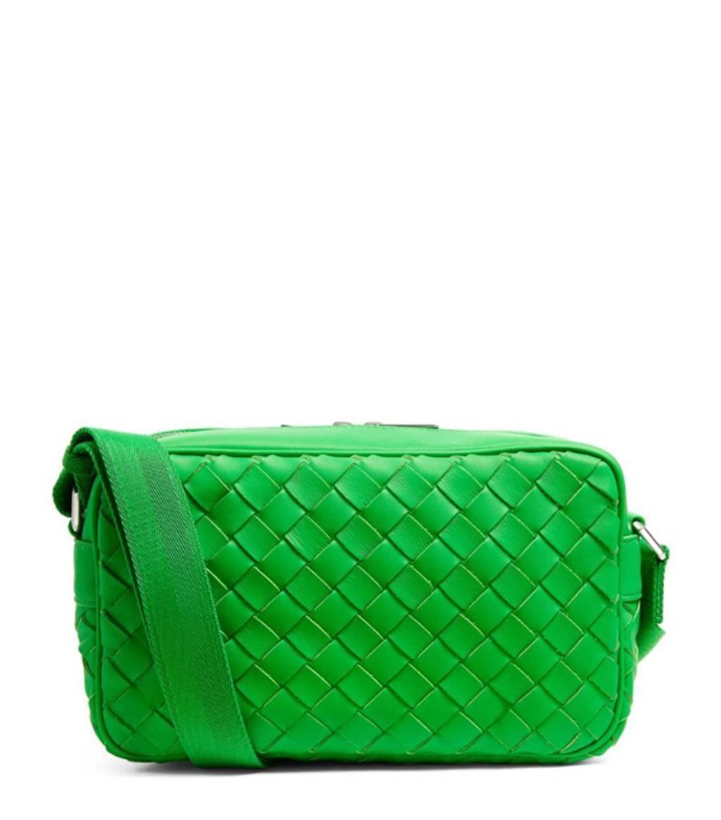 Green Classic Intrecciato Messenger Bag In 3724 Parakeet Silver Product Image