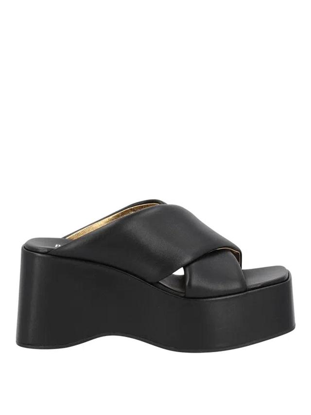 80mm Vicky Leather Wedges In Black Product Image