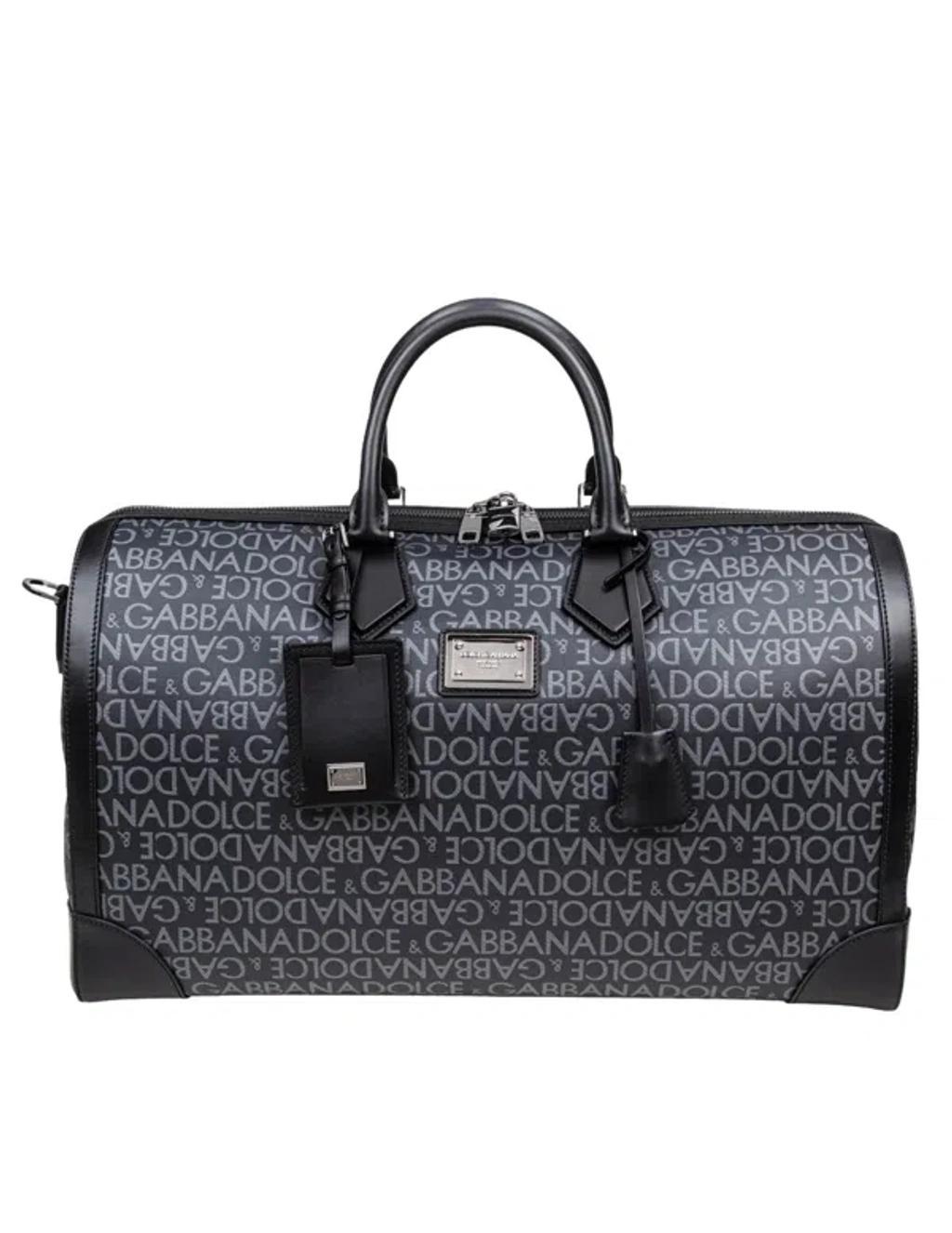 Dolce E Gabbana Logo Jacquard Bag In Black / Grey Product Image