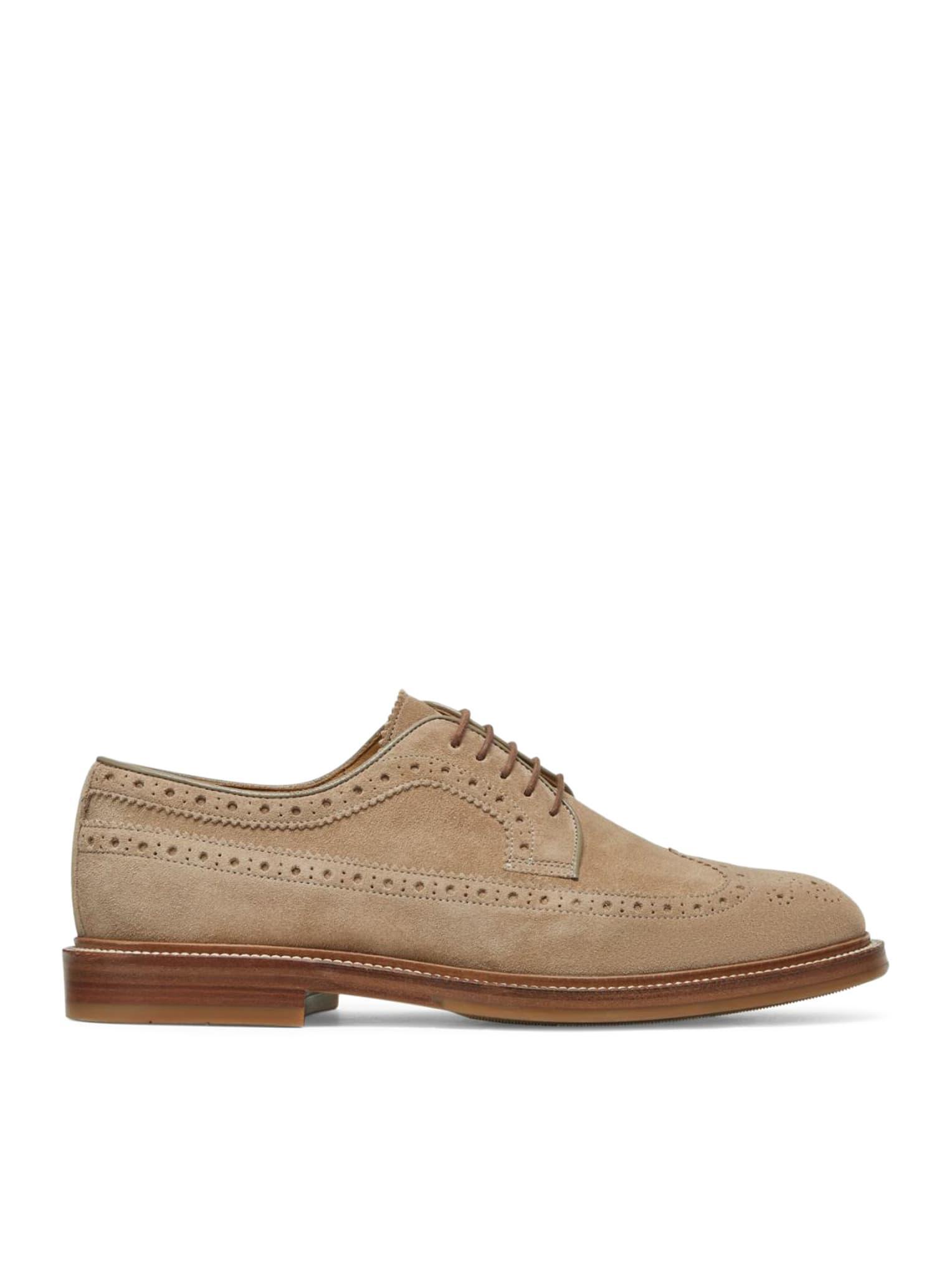 BRUNELLO CUCINELLI Longwing Brogue Derby Shoes In Nude & Neutrals Product Image