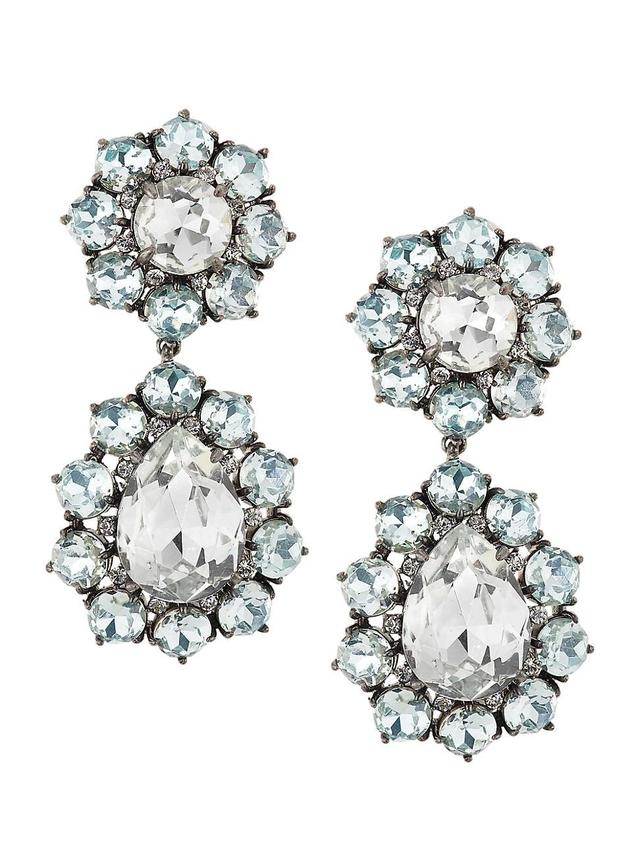 Womens The Ice Breaker Silvertone & Glass Crystal Clip-On Drop Earrings Product Image