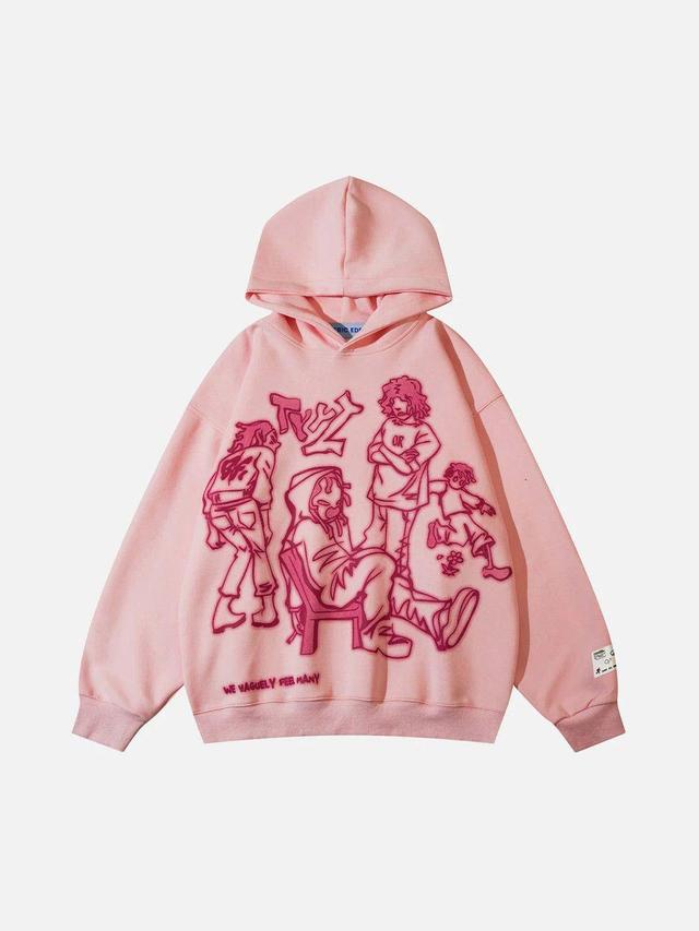 Aelfric Eden Cartoon Line Character Print Hoodie Product Image