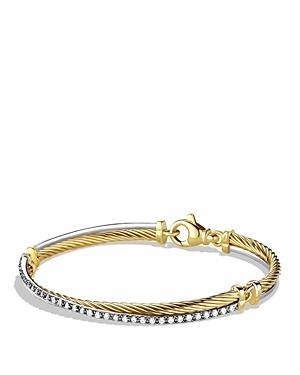 Womens Crossover Linked Bracelet in 18K Yellow Gold with Pav Diamonds Product Image