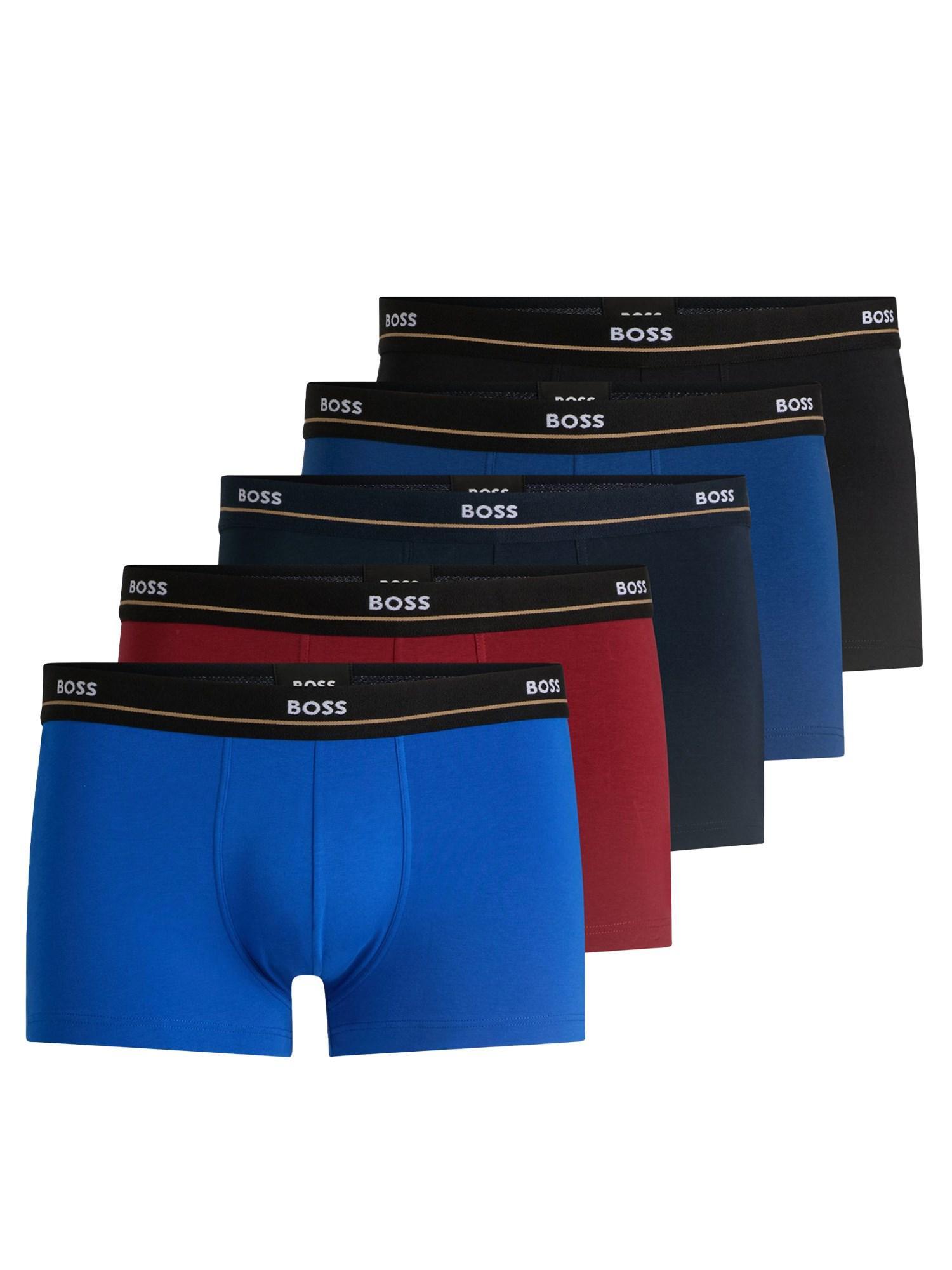 HUGO BOSS Five-pack Of Stretch-cotton Trunks With Logo Waistbands In Patterned Product Image