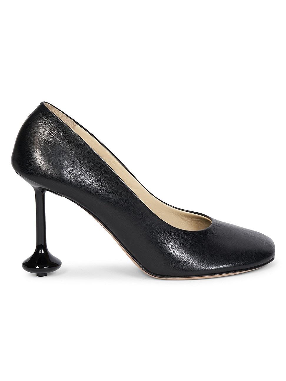 Womens Square-Toe Leather Pumps Product Image