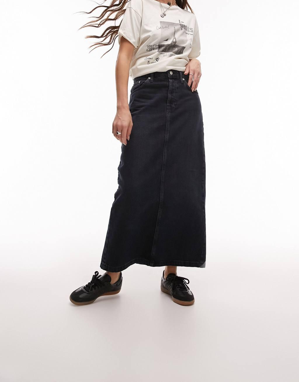 Topshop denim midi skirt product image