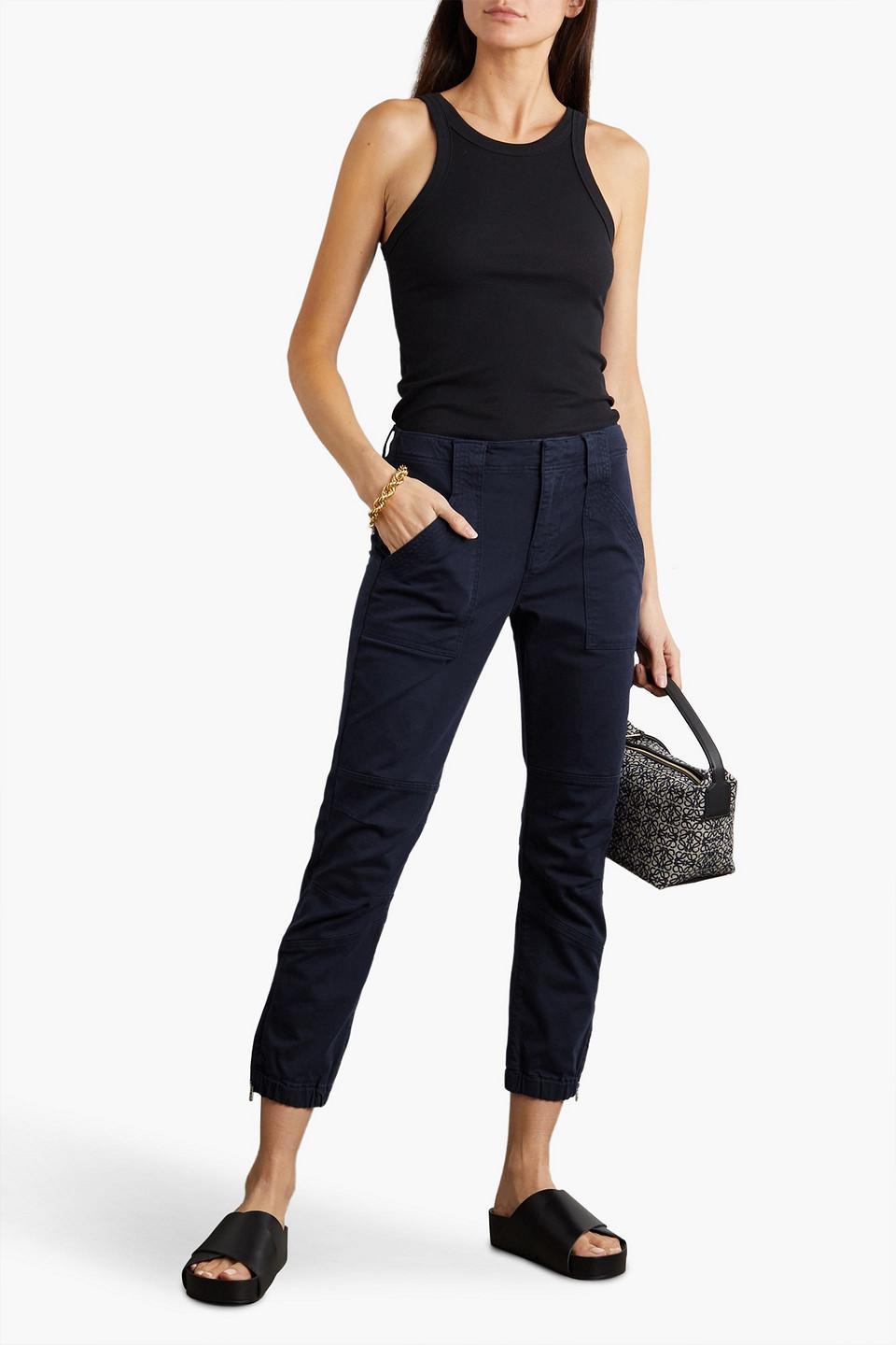 Paneled Stretch-cotton Twill Tapered Pants In Navy product image