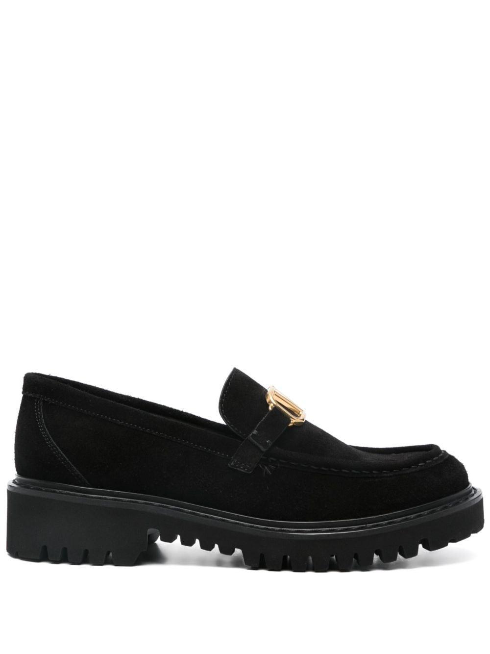 VALENTINO GARAVANI Vlogo Suede Loafers In Black product image