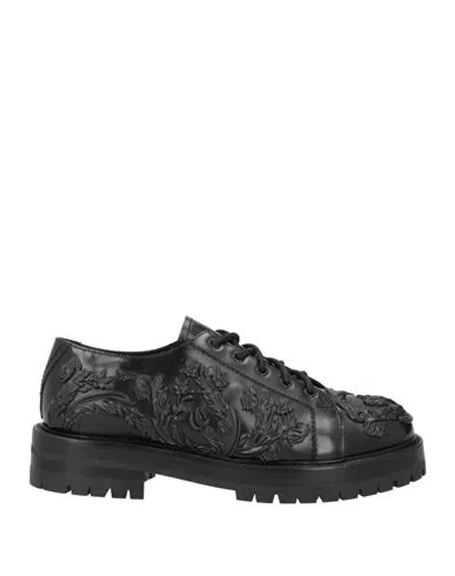 VERSACE Man Lace-up Shoes Black Size 8.5 Leather Product Image