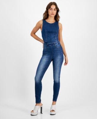 Women's Lola Open-Back Skinny Denim Jumpsuit Product Image