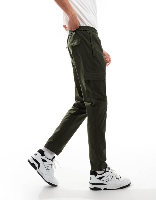 ONLY & SONS elasticated waist cargo pants in khaki Product Image