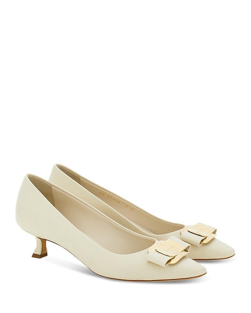 Ferragamo Womens Zelma Leather Kitten Heel Pumps Product Image