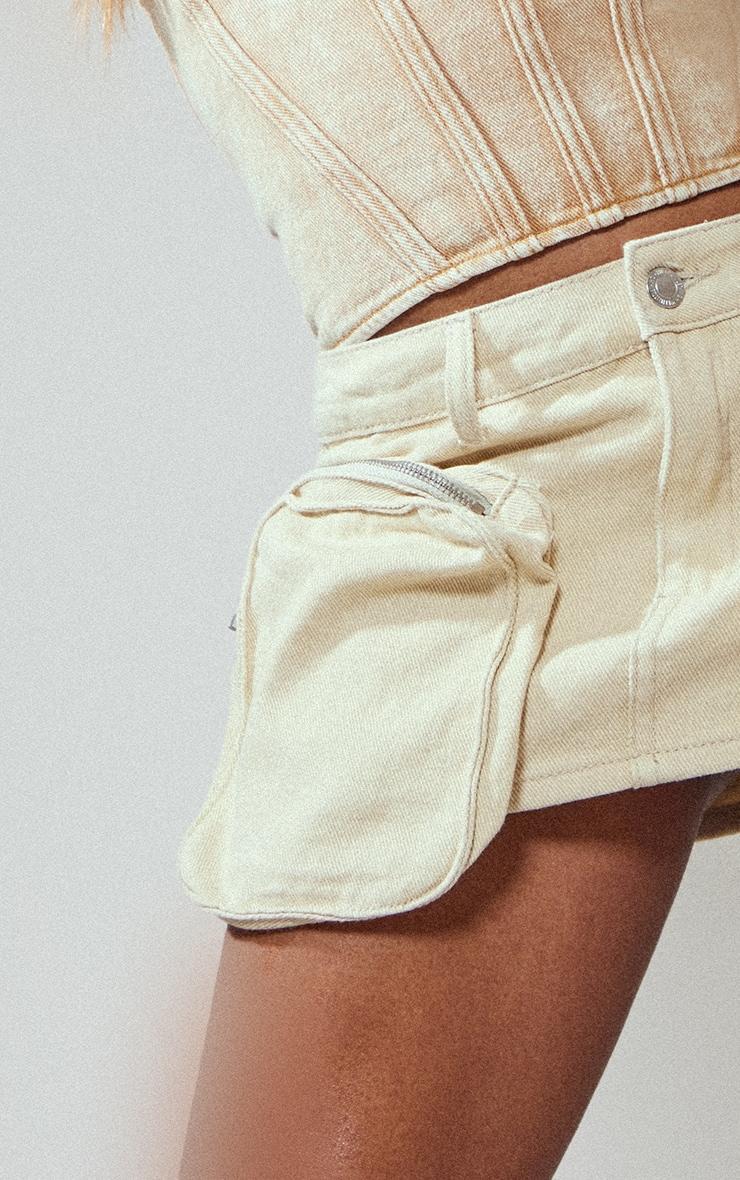 Stone Cargo Pocket Mini Denim Skirt Product Image