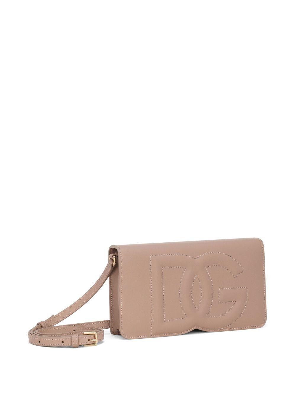 Dg-logo Leather Shoulder Bag In Neutrals Product Image